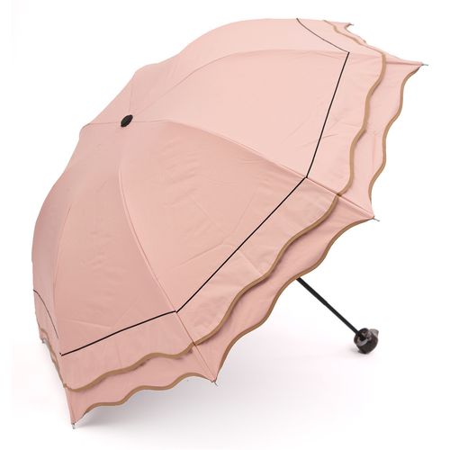 公主荷葉邊折疊晴雨傘女黑膠遮陽防紫外線太陽傘遮陽傘